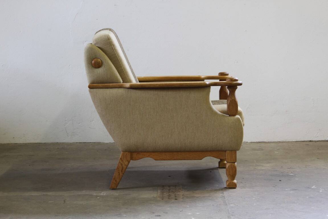 Vintage 1960s set of low & high back lounge chair oak, style of Henning Kjærnulf