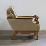 Vintage 1960s set of low & high back lounge chair oak, style of Henning Kjærnulf