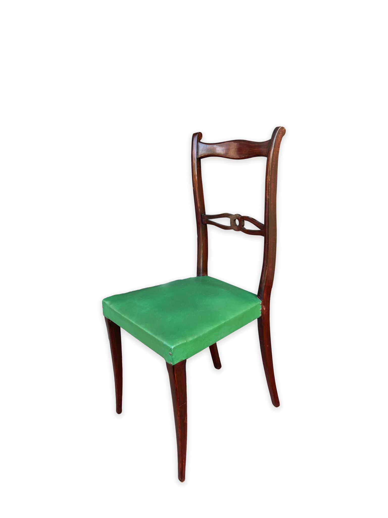 Ensemble italien de six chaises vintage noires et vertes 1960