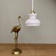 Vintage lampshade pendant light in white opaline