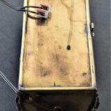 vintage mirror wall lamp, domed glass and golden brass