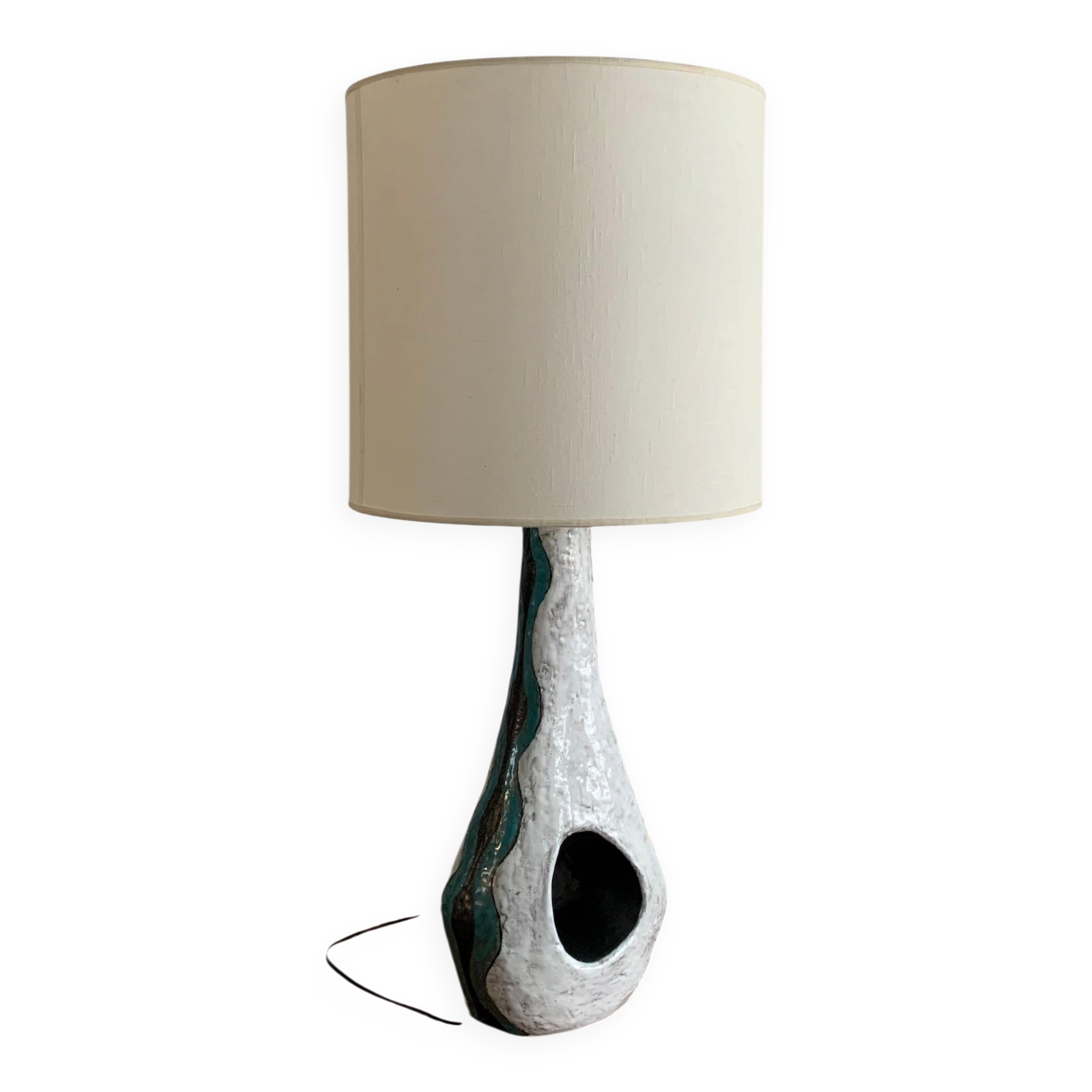 Asymmetrical ceramic lamp Vallauris France 1950, signed, unique