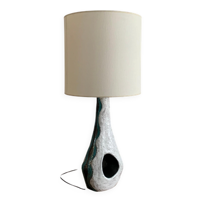 Lampe en céramique asymétrique Vallauris France 1950, signée, unique