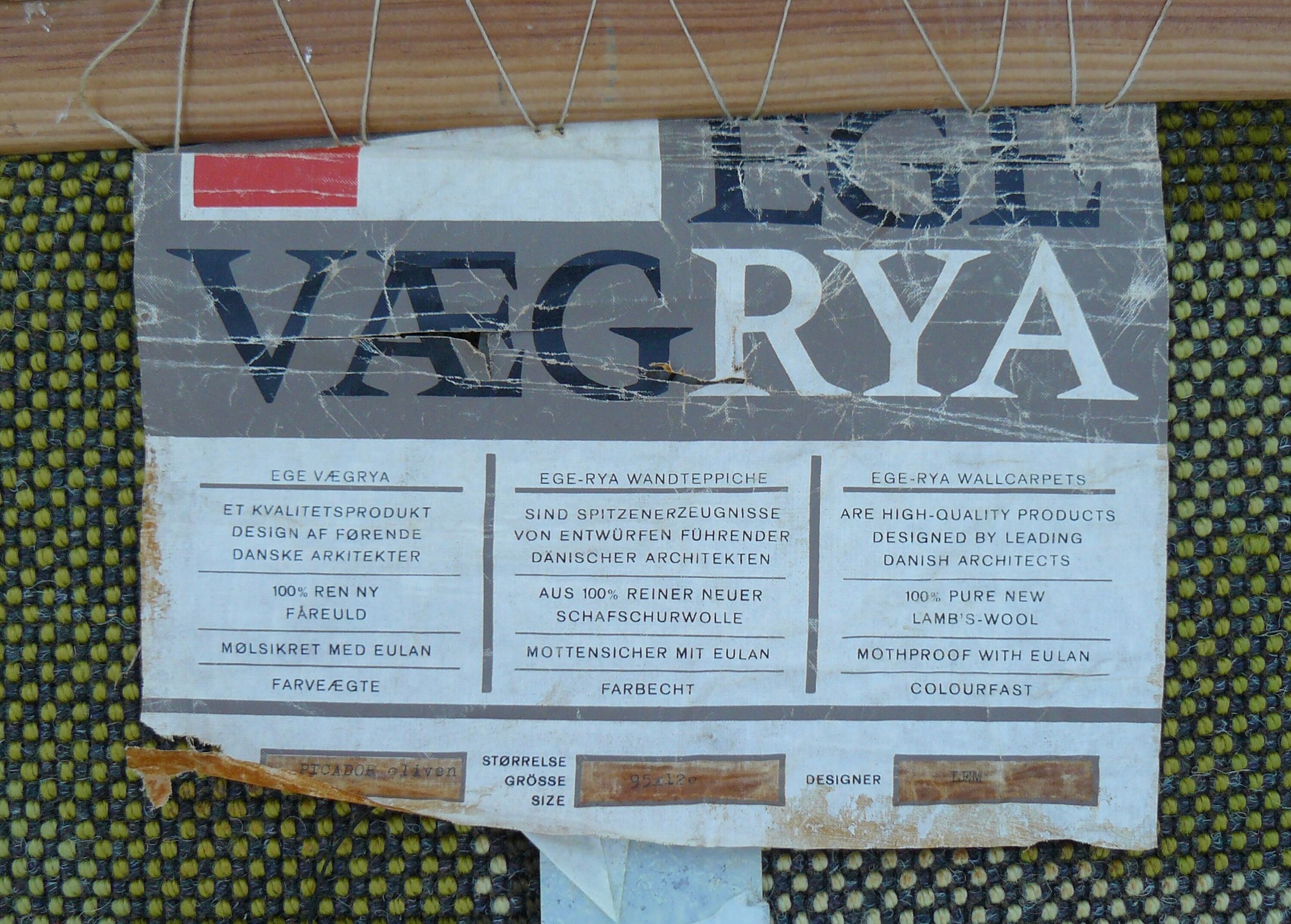 Scandinavian design wall tapestry 1960 Age Vægrya