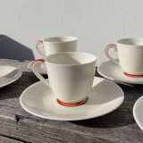 8 tasses en porcelaine fine blanche de Limoges Art déco