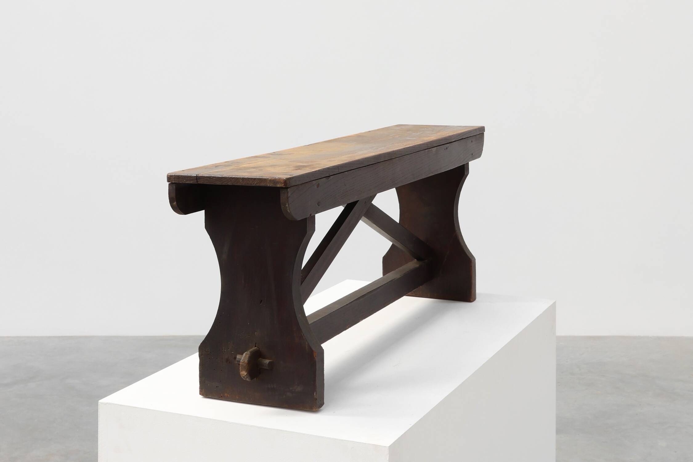 Rustic wooden bench in Wabi Sabi style, France 1900s