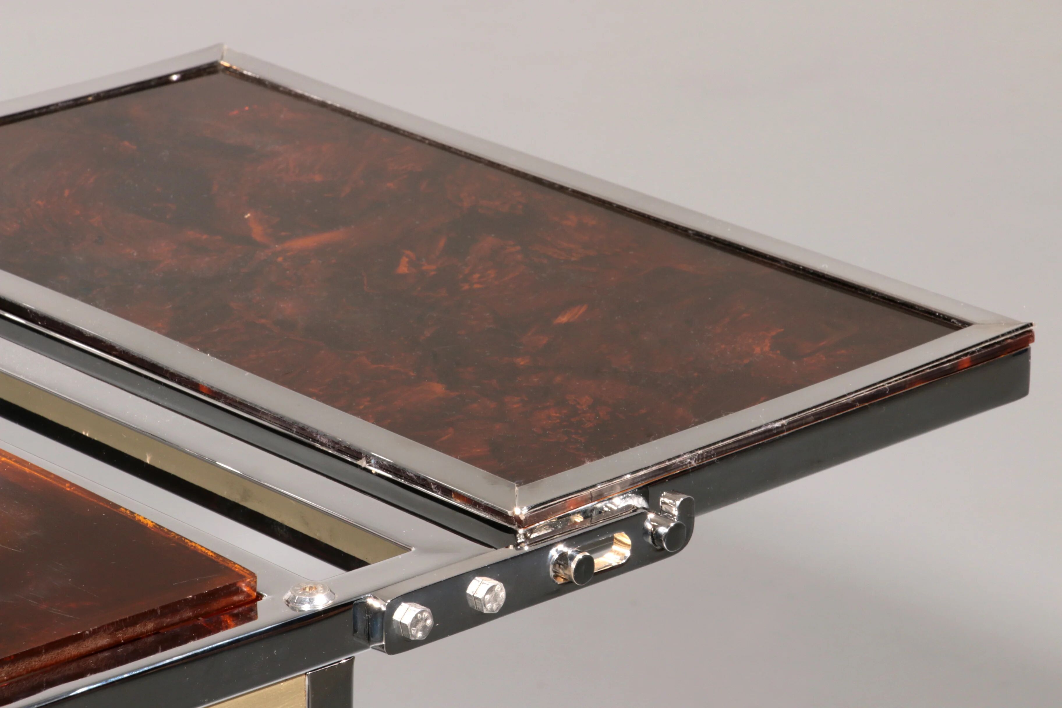 Italian ice cream / bar cart in chrome and faux tortoise