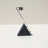 Chrome-plated metal and marble candle holder, 1980