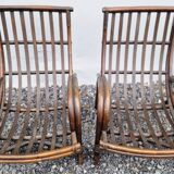 Vintage wicker armchair pair