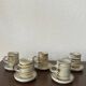 Set of 6 vintage glazed stoneware cups and saucers from the 1950s, new.