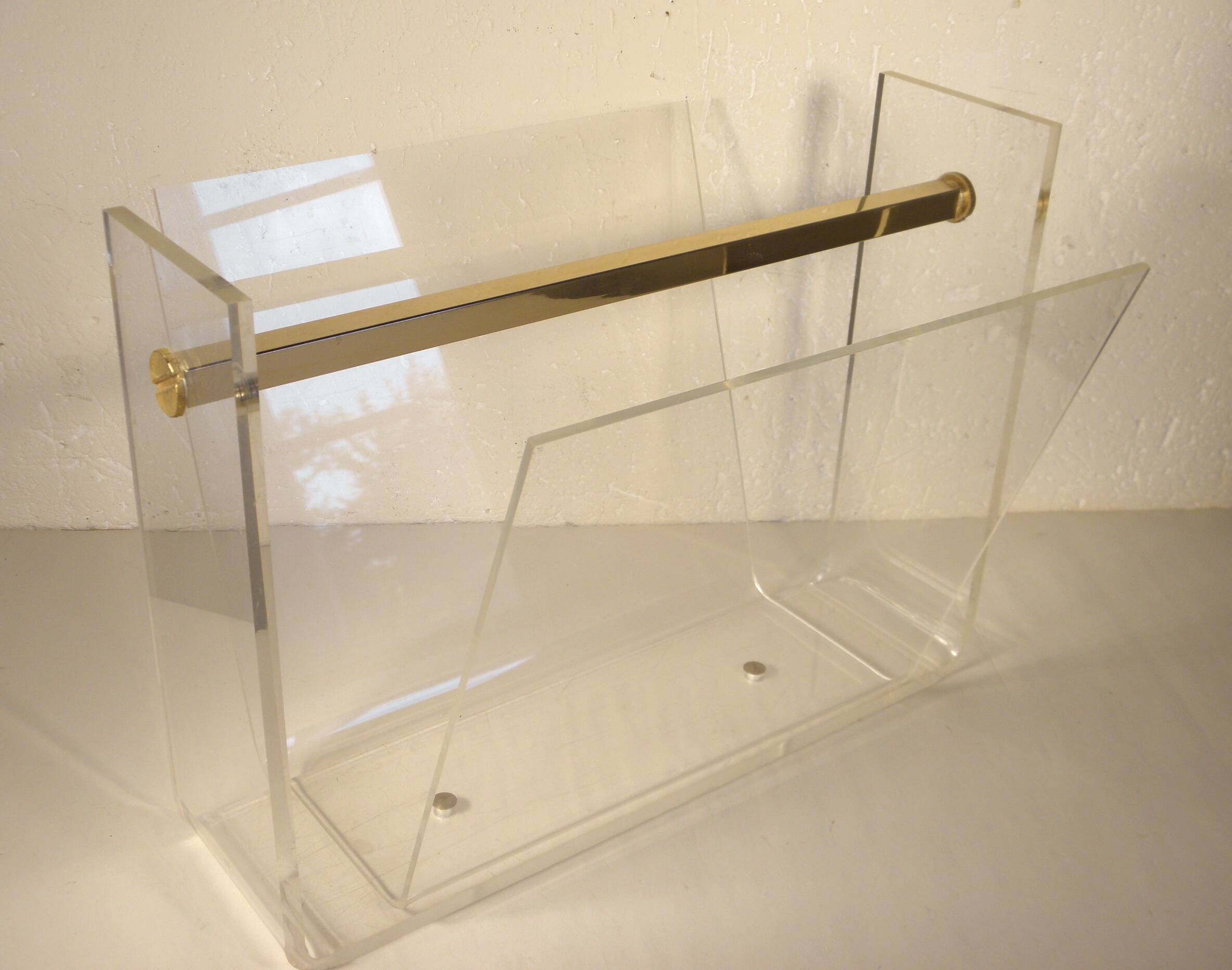 Plexiglass and metal dore magazine holders