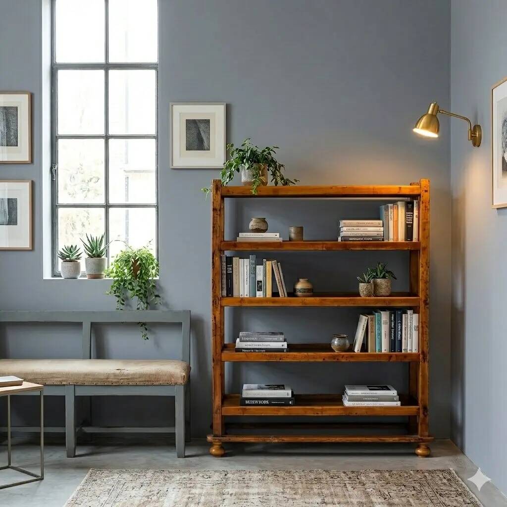 Antique library in painted fir walnut, Italy, early 20th century.