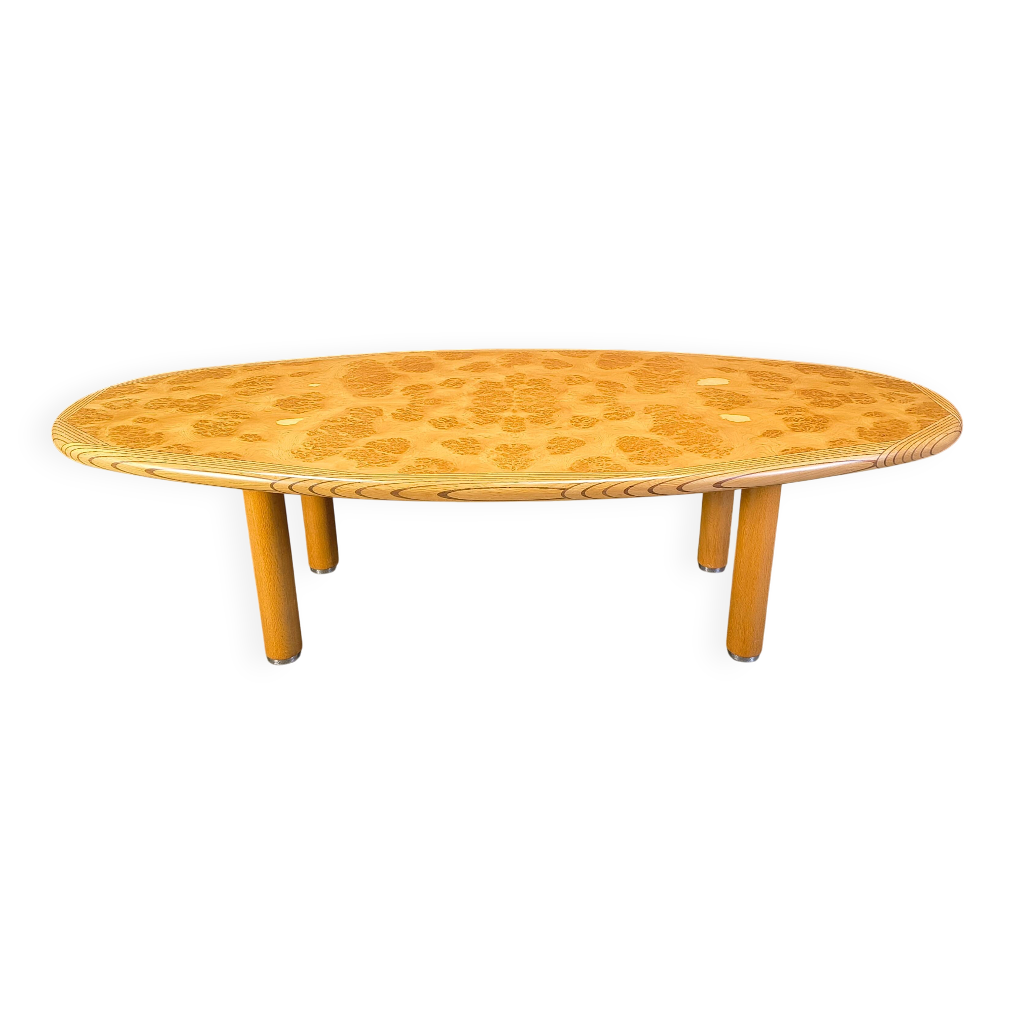 XXL dining table in burl and elm wood, 1980s