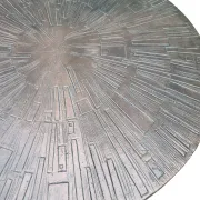Brutalist wrought iron round coffee table with bronze-coloured top – 1970s