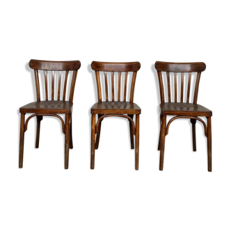 Trio of bistro chair troquet guinguette in curved wooden