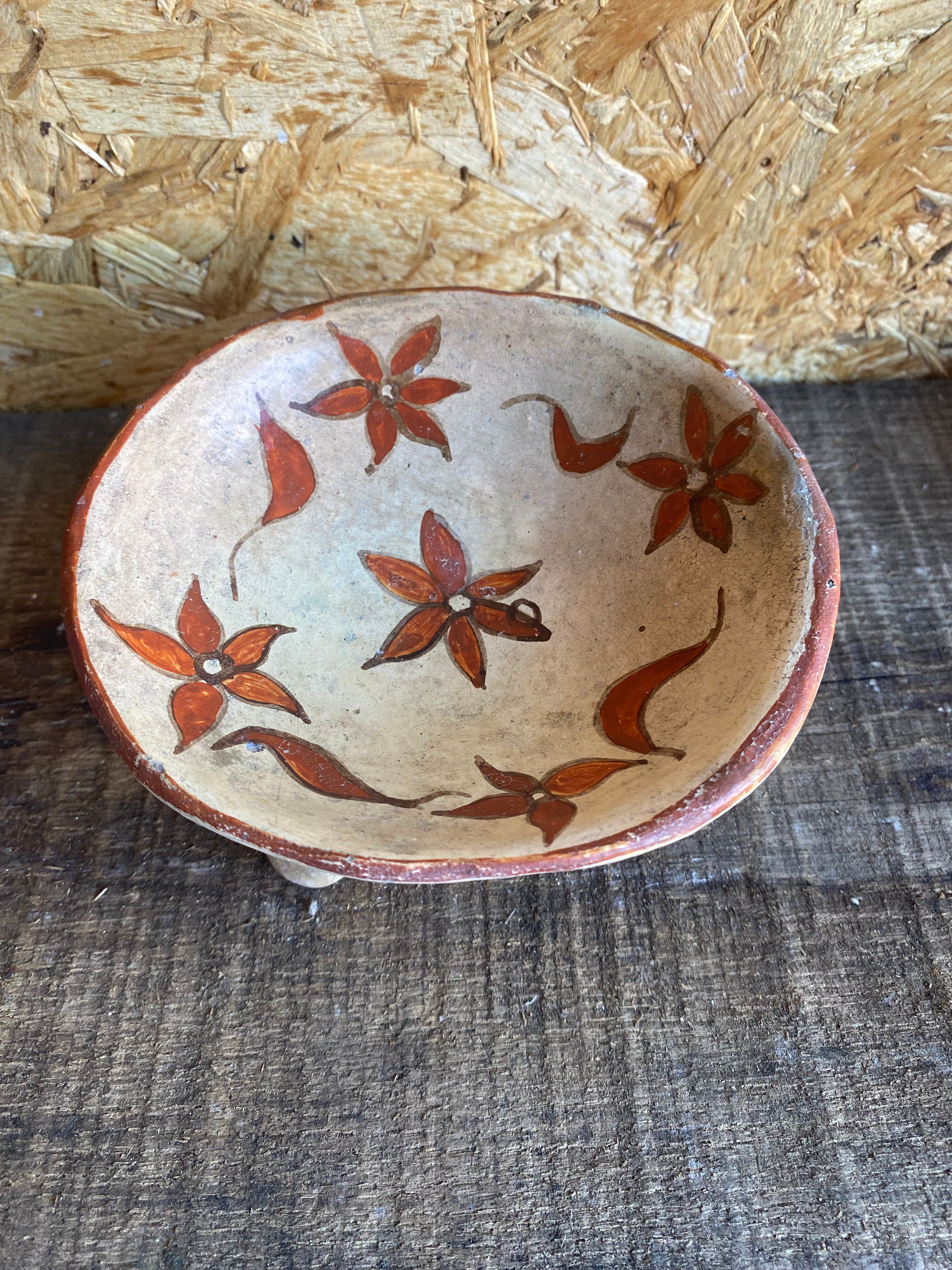 Old Tripod Pocket Vase Terracotta Flower Decor Vintage #D983
