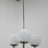 Nickel-plated three flamming functionalist chandelier, 1930s