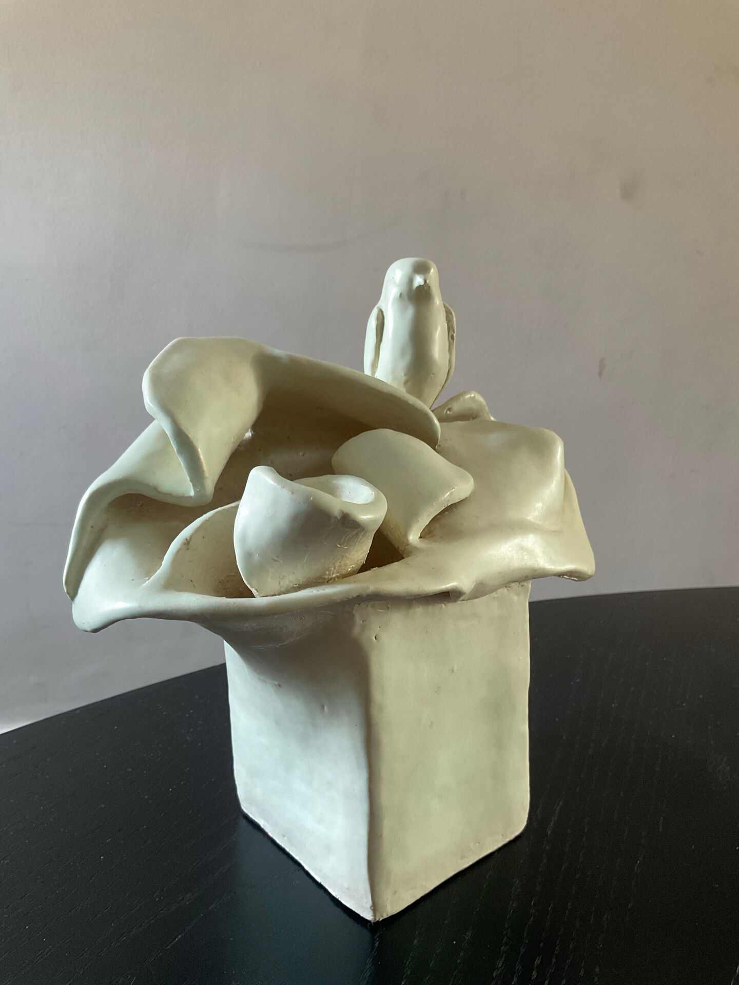 Vintage ceramic vase, glazed and signed.