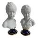 Pair of biscuit busts, Tharaud, Houdon, Louise and Alexandre Brongniart