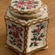 20th century polychrome porcelain inkwell floral decoration