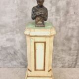 Antique church column on wooden base 135 cm high