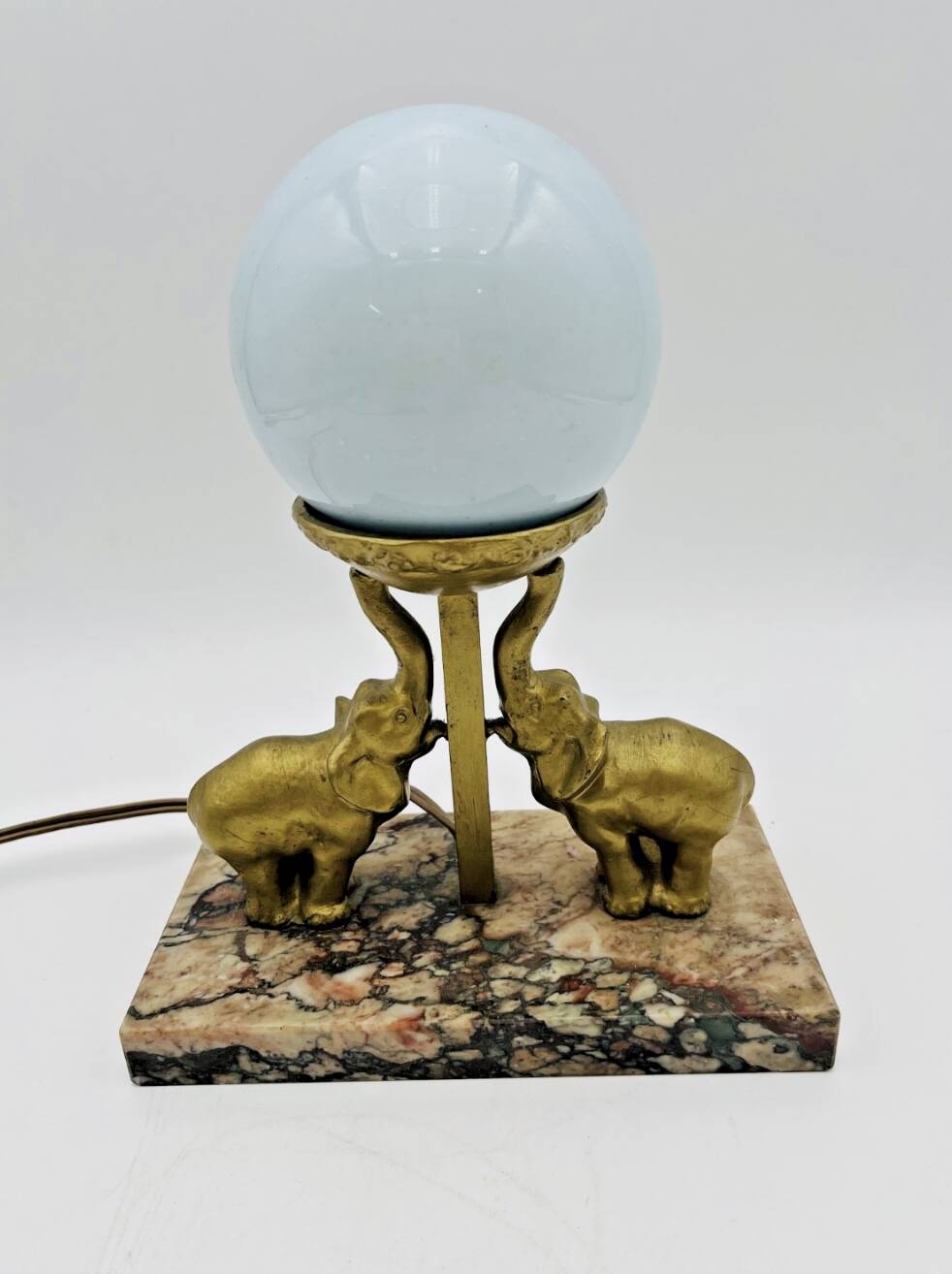 Art Deco ball and elephant lamp on marble base - 653001