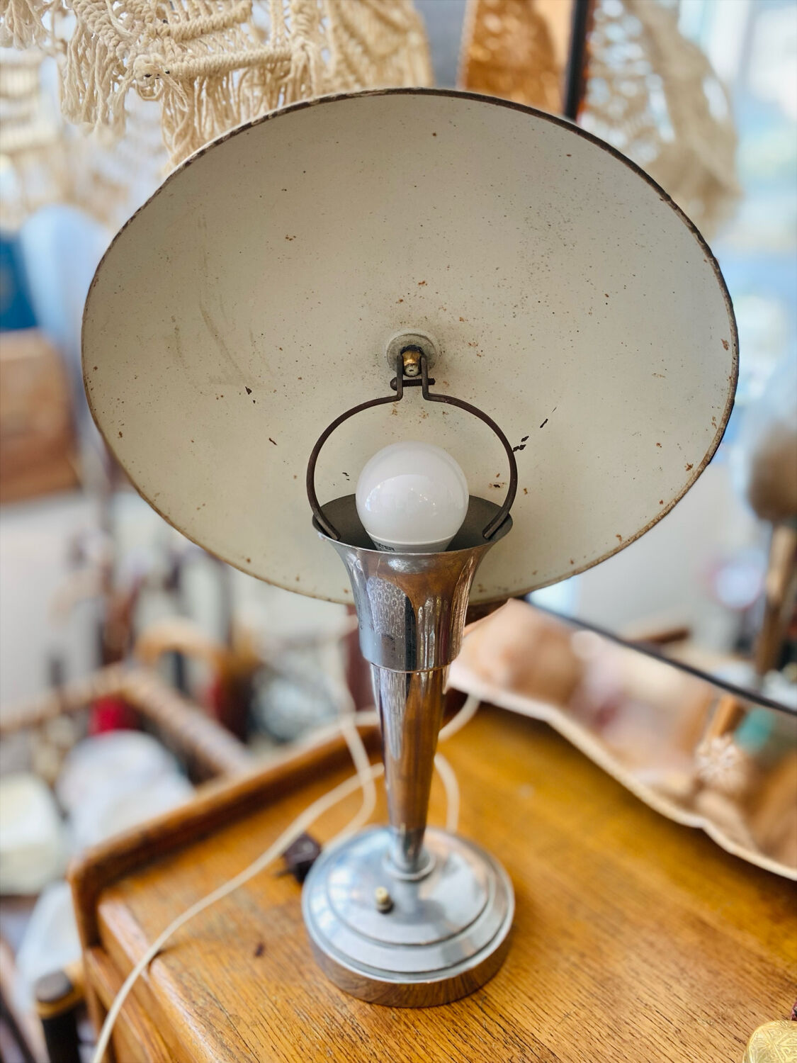1950s metal mushroom lamp