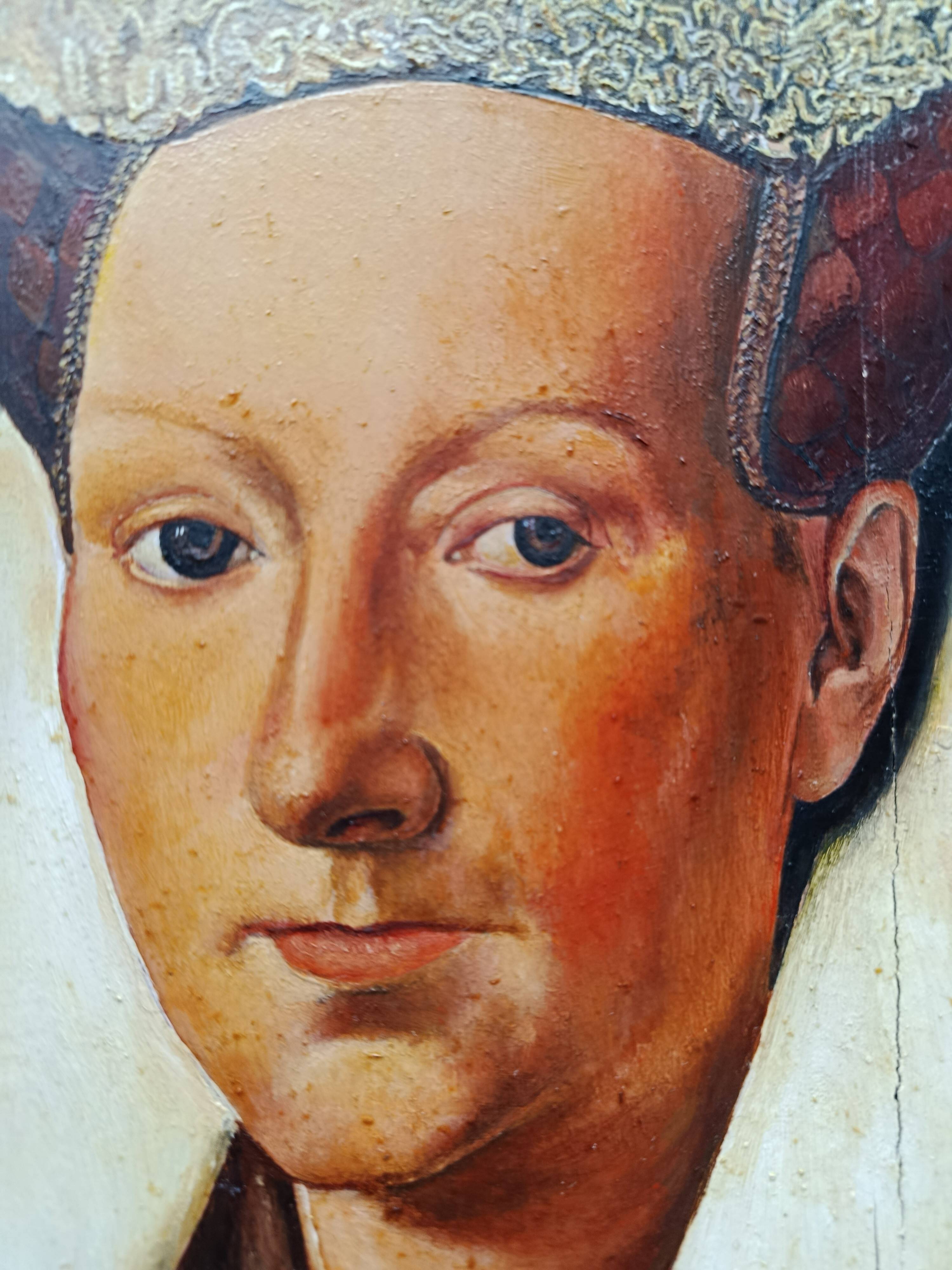 oil on wood, portrait of Marguerite VAN EYCK, copy by Henri BOURINET 1982