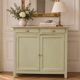 Renovated old Parisian buffet – Clay Green Envie & wooden top – 99 cm