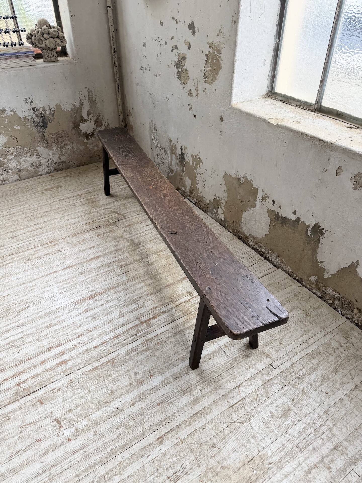 Dark patinated 1900 bench 220cm