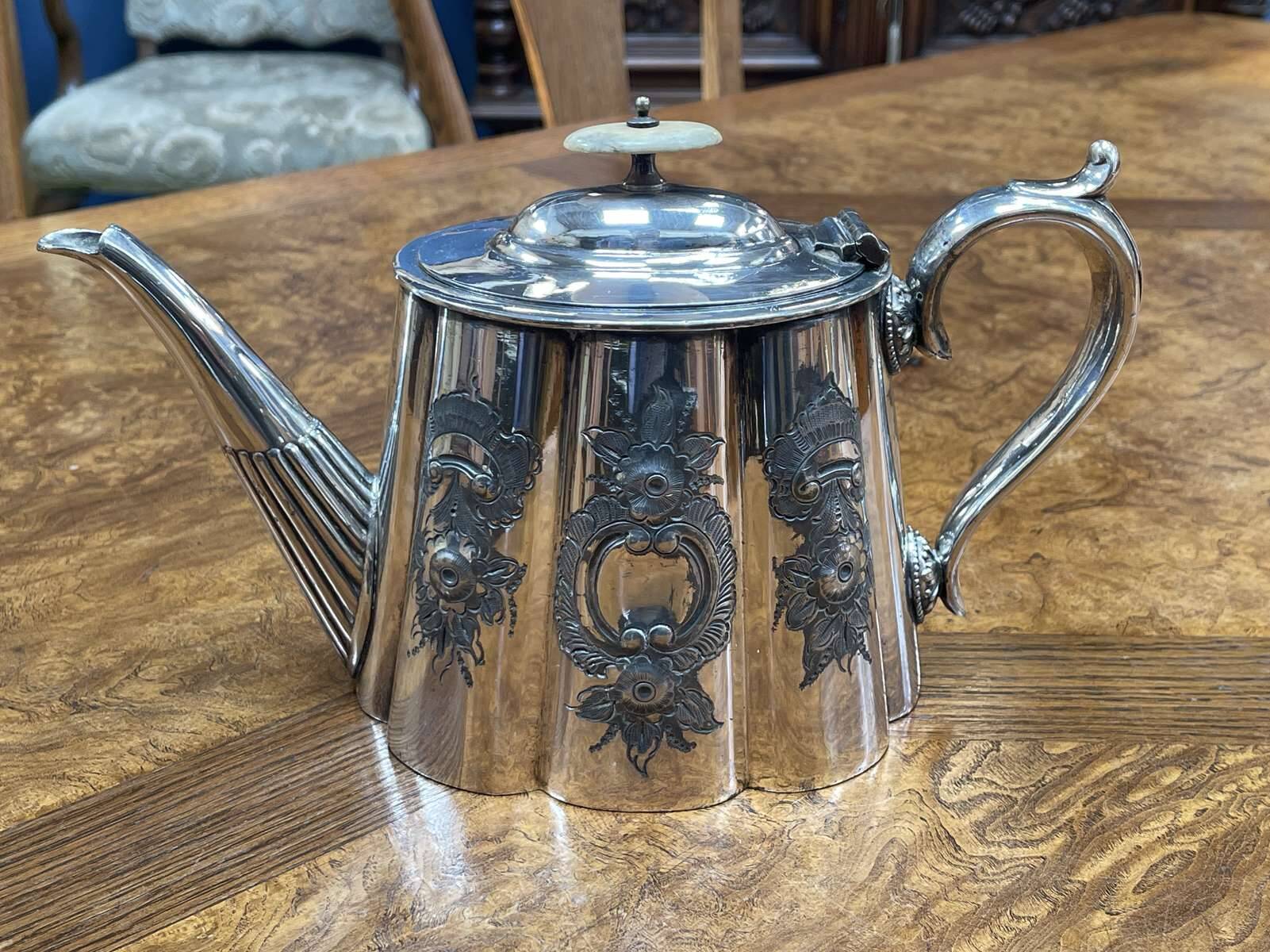 19th century English silver-plated teapot