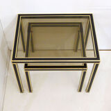 Pair of black & gold trundle tables 1970'