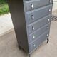 Chiffonnier commode scandinave 5 tiroirs gris anthracite en bois massif