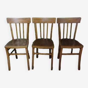 3 old wooden bistro chairs from the 50s