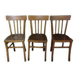 3 anciennes chaises bistrot bois année 50