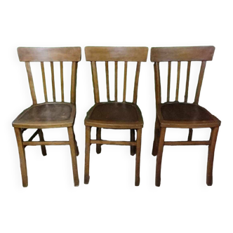 3 anciennes chaises bistrot bois année 50