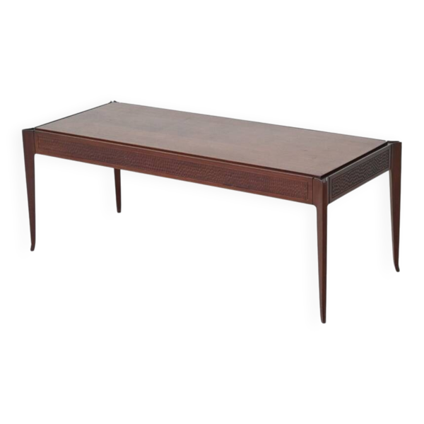 Table basse italienne de style Vittorio Dassi en acajou, Italie, 1960