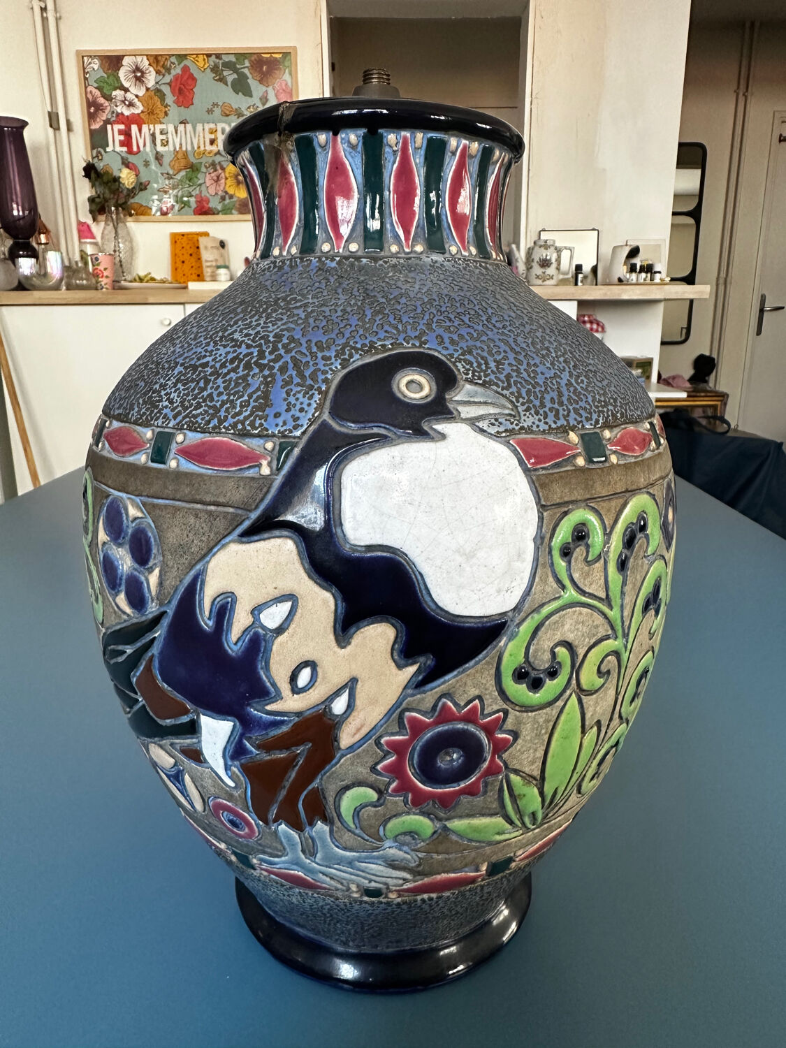 Amphora lamp vase Czechoslovakia Art Deco H 30 cm