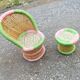 Armchair and stool set in bamboo and braided string