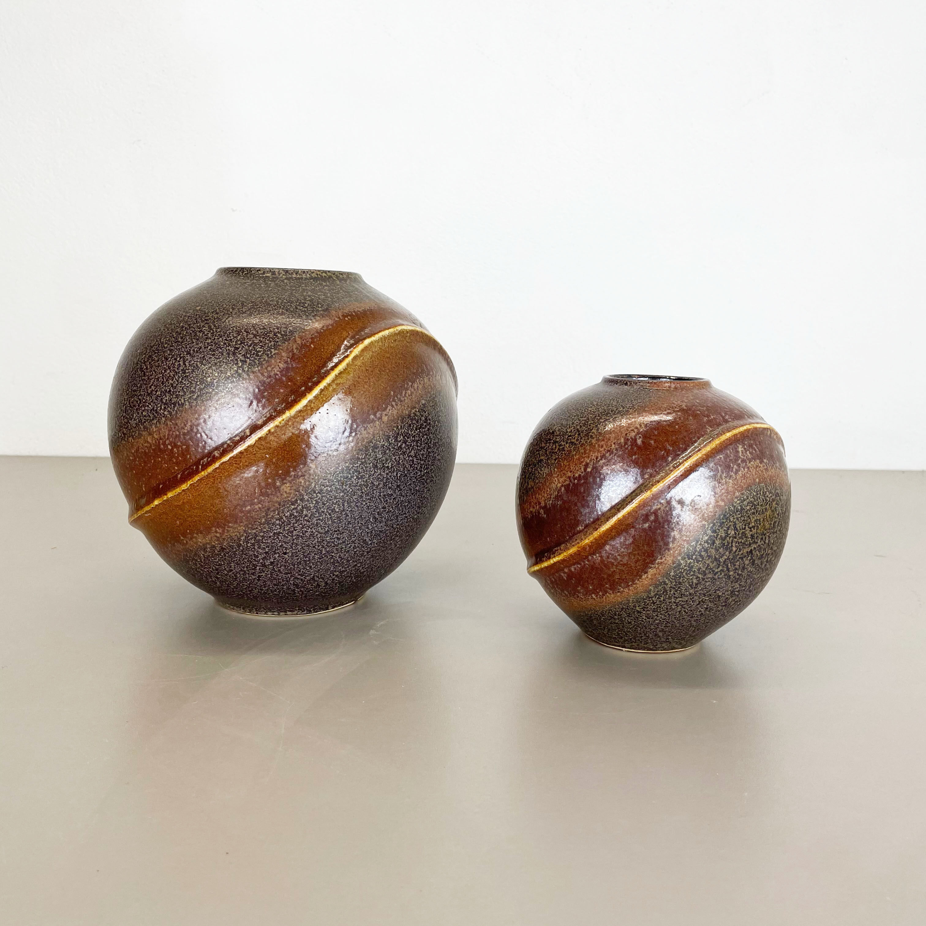 Set of 2 rare ceramic pottery "orion" vases by dümler and breiden, germany 1970s