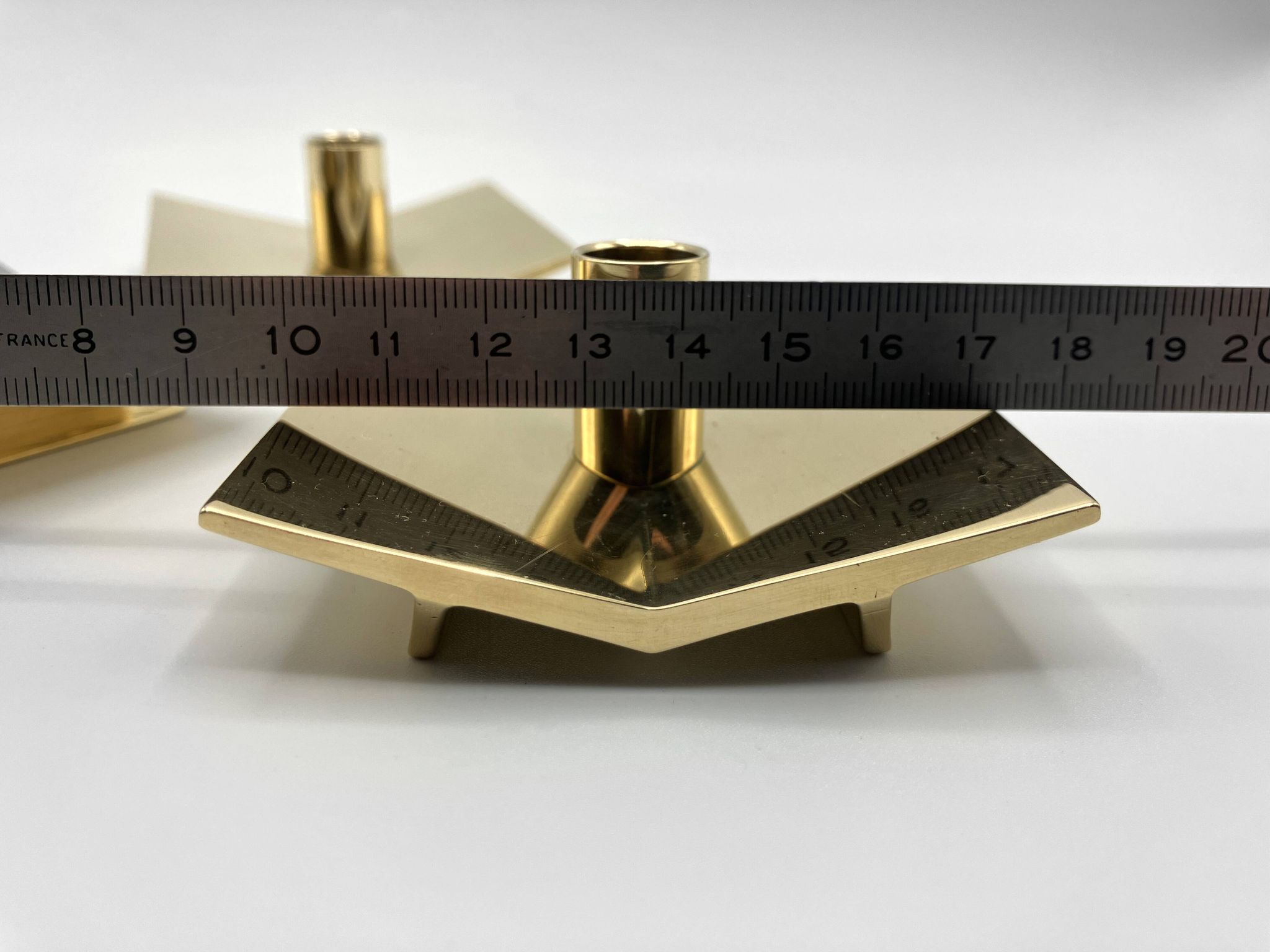 3 “Profile” candlesticks no. 70 in brass • Design Pierre Forssel for Skultuna Éditions • 1960
