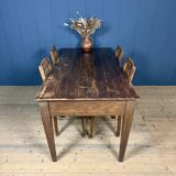 Old decorated wooden kitchen table