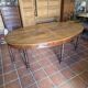 Large oval monastery table in solid oak, 19th century, 243×154cm