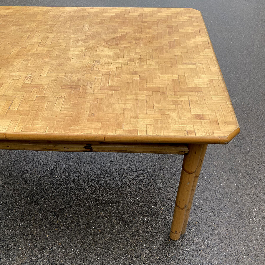 60's vintage rattan table