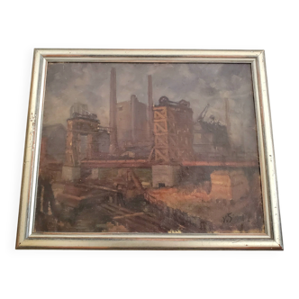 Oil on canvas Industrial Landscape