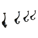 Solid teak coat hook with 4 double cast iron hooks