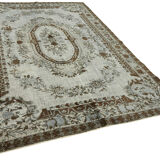 Handmade Distressed Turkish 1980s 207 cm x 304 cm Grey Rug