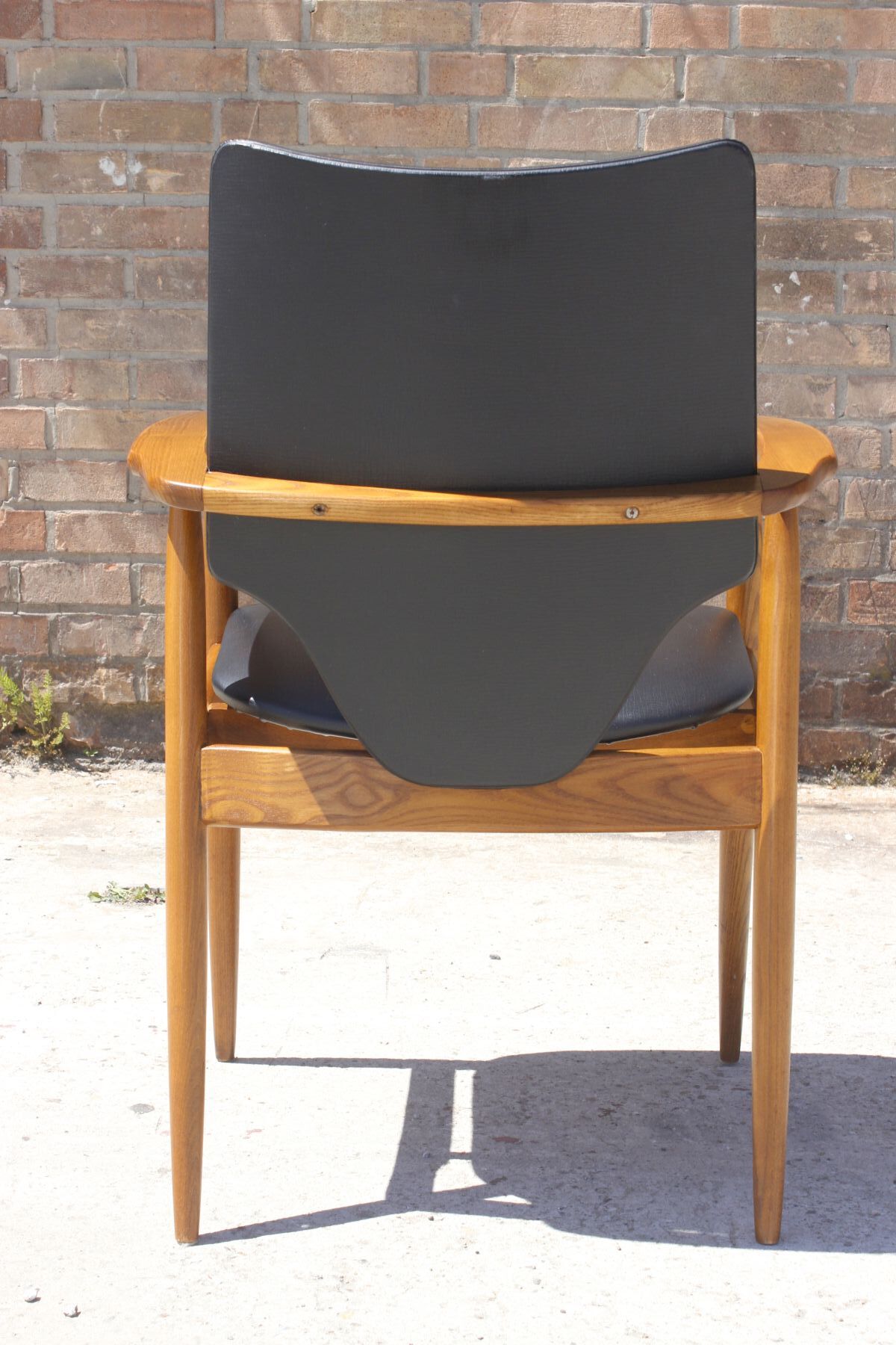 Vintage Scandinavian teak & skaï armchair, Denmark circa 1950