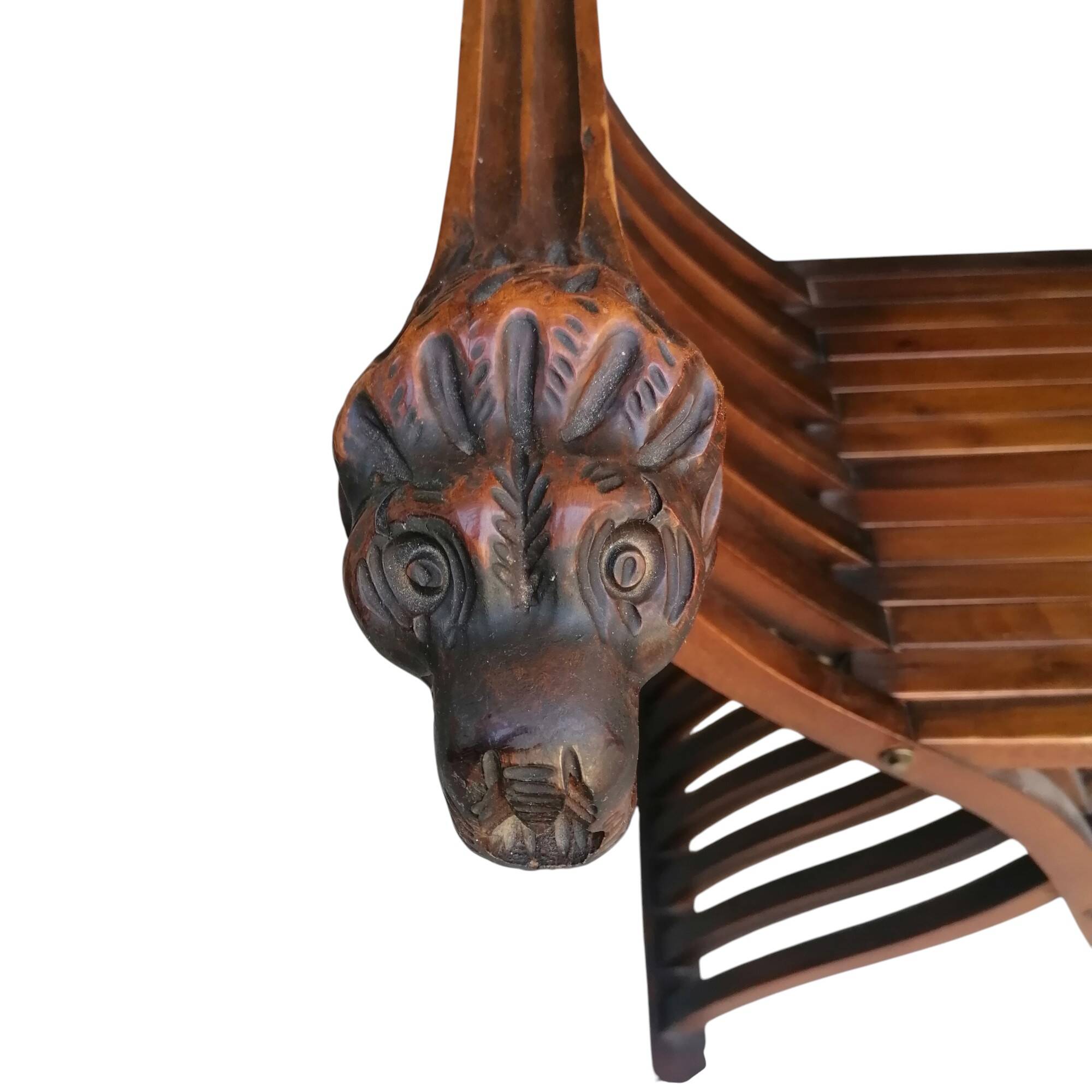 Sedia Savonarola pieghevole in stile rinascimentale, anni '50