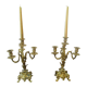 Pair of bronze candelabras and brass bobèches